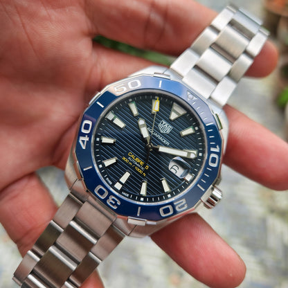 Tag Heuer Aquaracer Calibre 5 Ceramic Bezel in Blue Dial 43mm - Complete Set