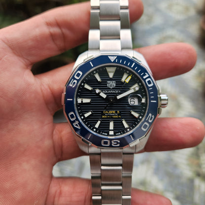 Tag Heuer Aquaracer Calibre 5 Ceramic Bezel in Blue Dial 43mm - Complete Set