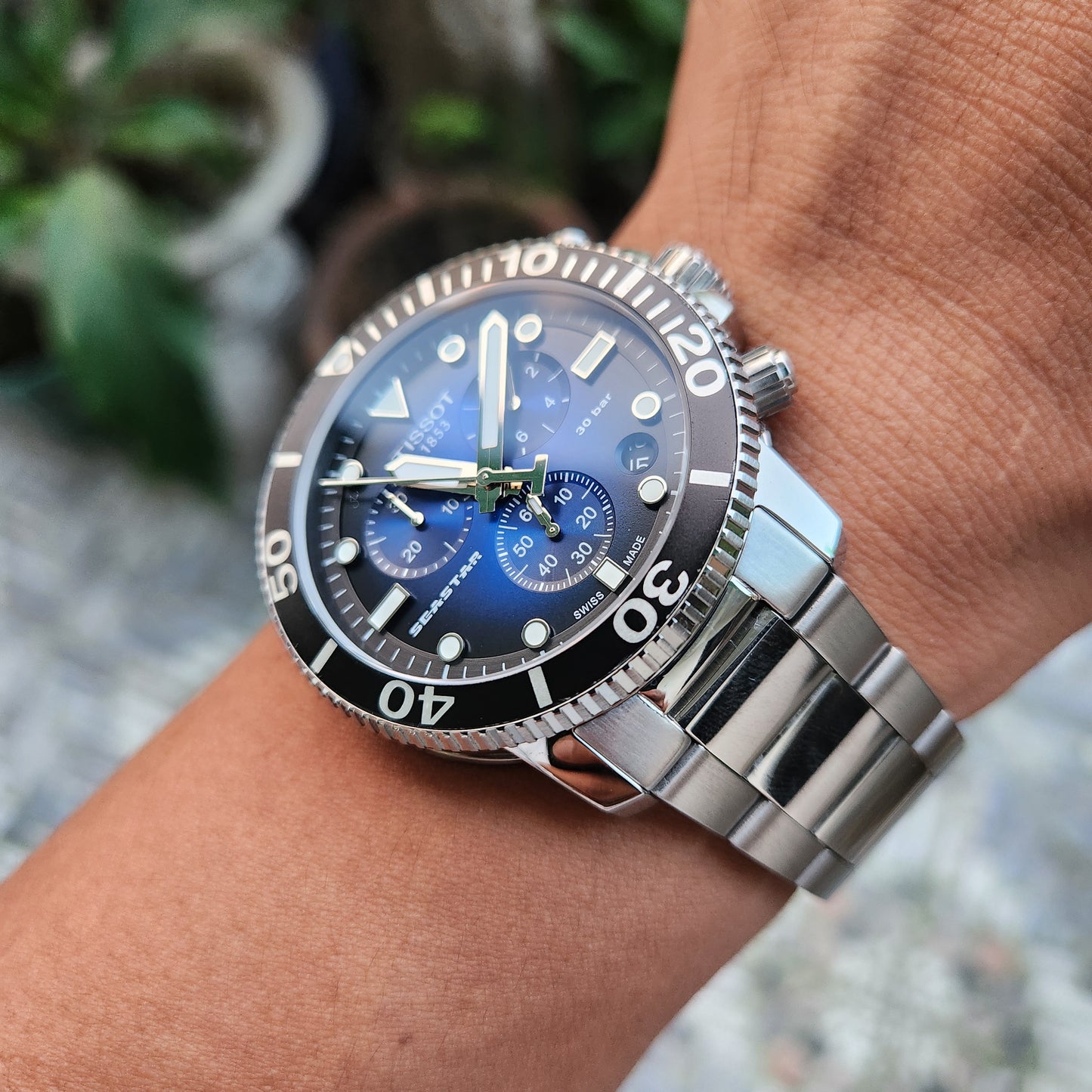 Tissot Seastar 1000 Chronograph Graded Blue-Black Dial 45mm - Complete Set