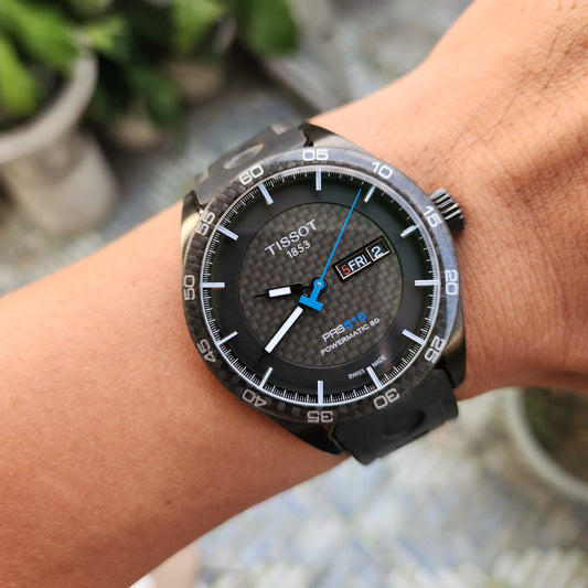 Tissot PRS 516 Powermatic 80 PVD Black Carbon Bezel and Dial 42mm