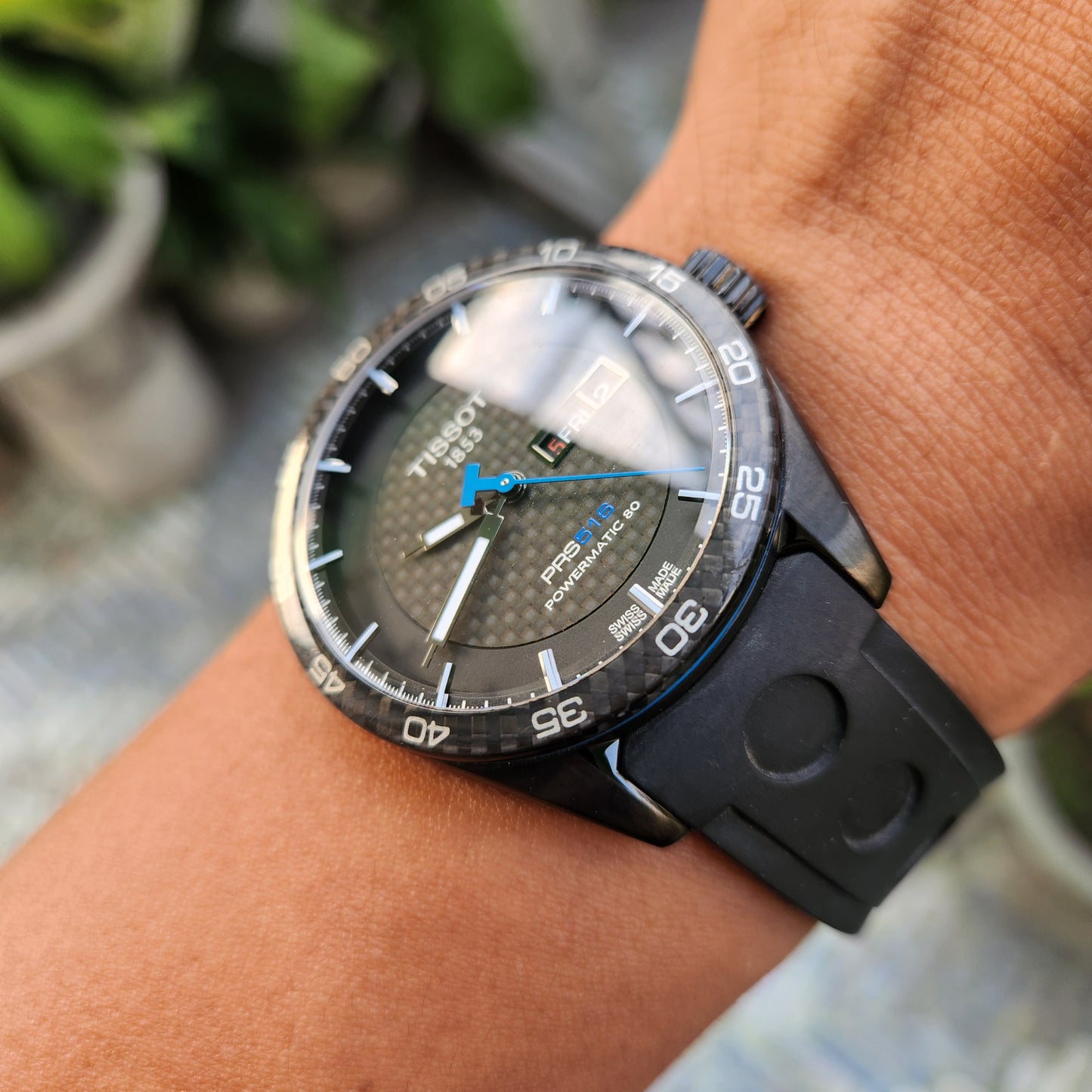 Tissot PRS 516 Powermatic 80 PVD Black Carbon Bezel and Dial 42mm