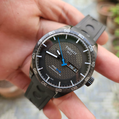 Tissot PRS 516 Powermatic 80 PVD Black Carbon Bezel and Dial 42mm