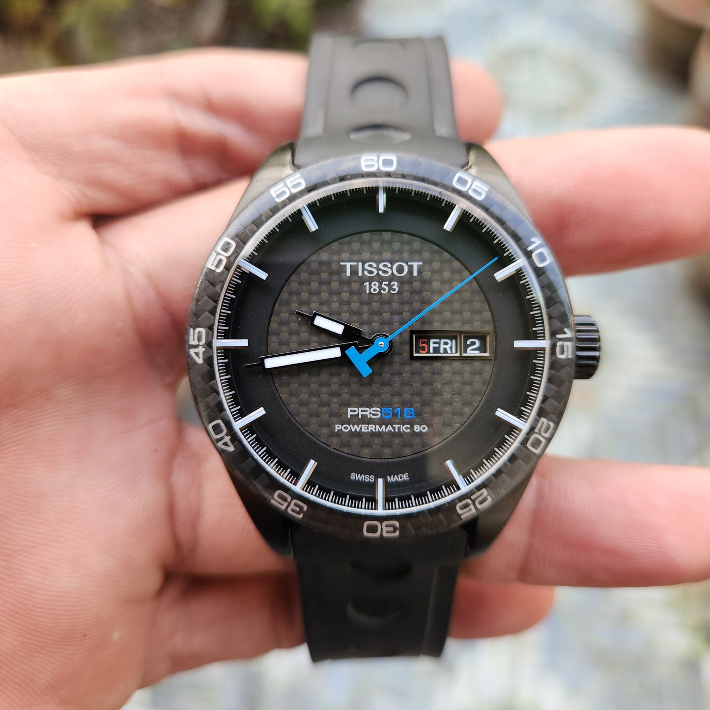 Tissot PRS 516 Powermatic 80 PVD Black Carbon Bezel and Dial 42mm