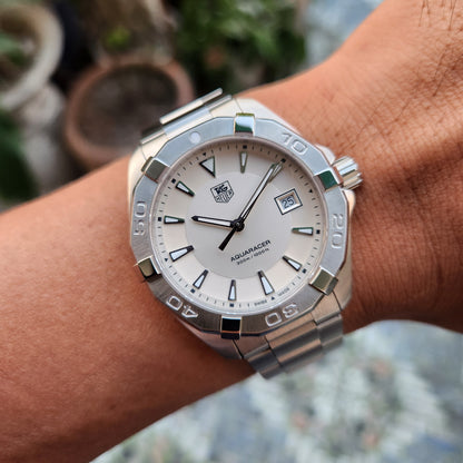 Tag Heuer Aquaracer 300M Steel Bezel in White Dial 41mm - Complete Set