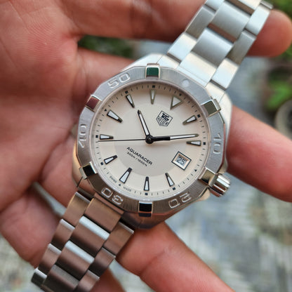 Tag Heuer Aquaracer 300M Steel Bezel in White Dial 41mm - Complete Set