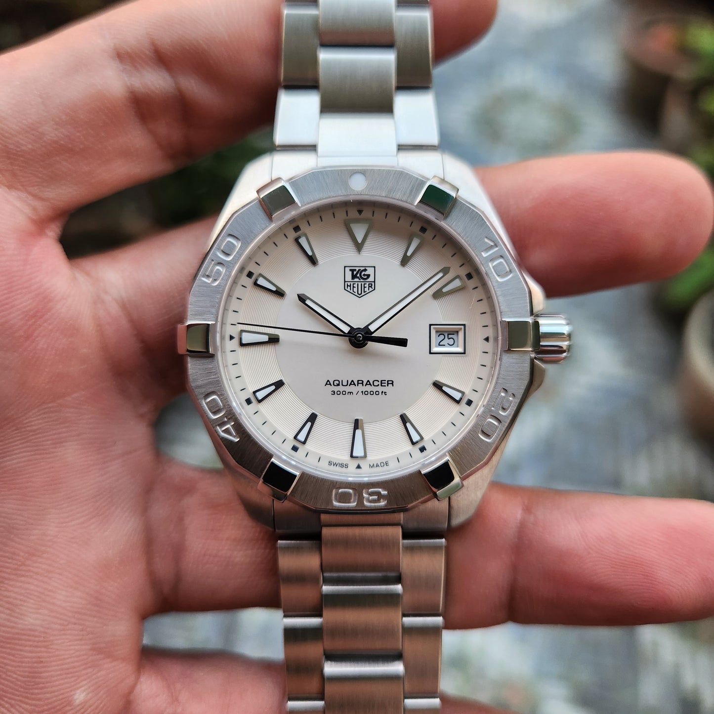 Tag Heuer Aquaracer 300M Steel Bezel in White Dial 41mm - Complete Set