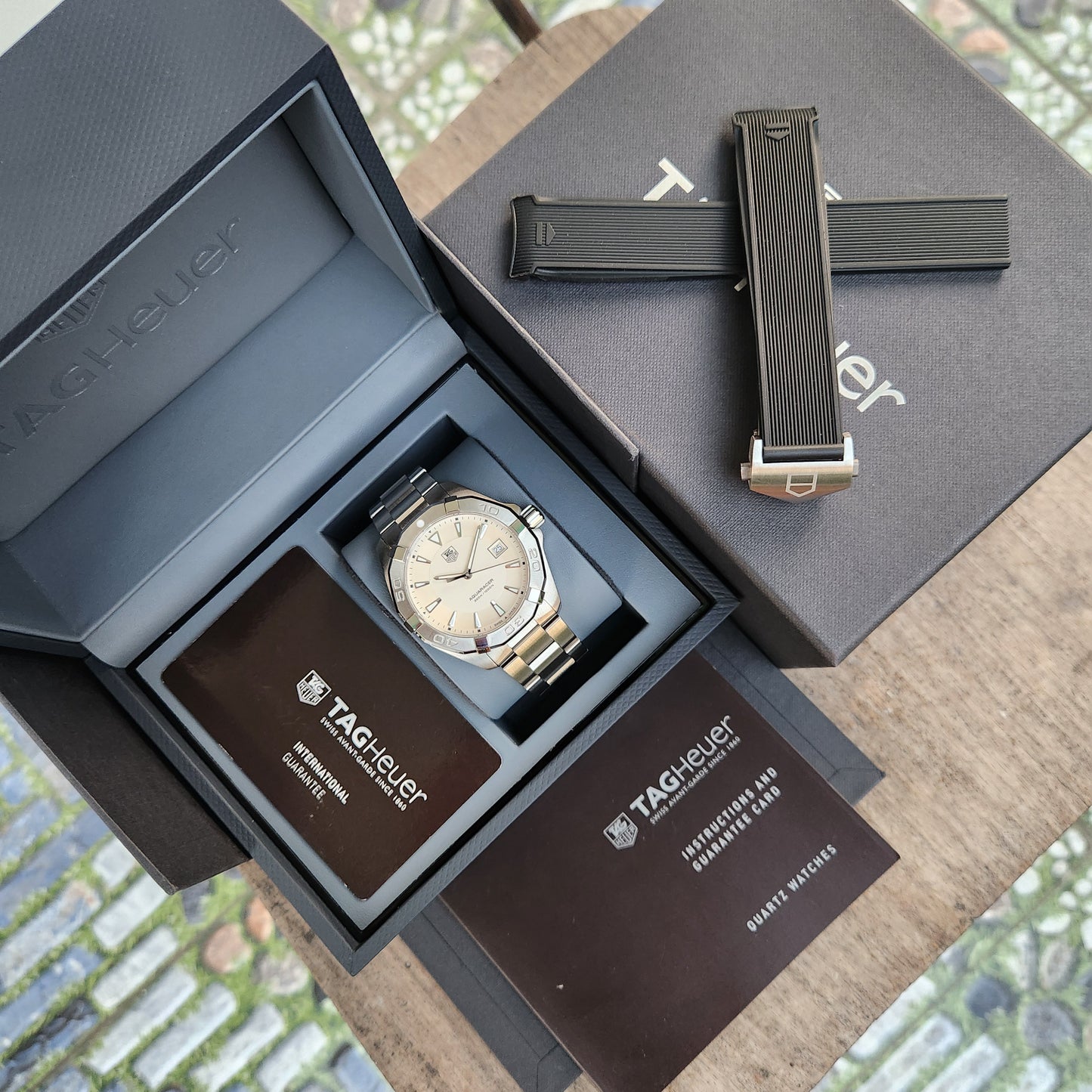 Tag Heuer Aquaracer 300M Steel Bezel in White Dial 41mm - Complete Set