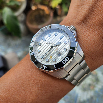 Tag Heuer Aquaracer Professional 300 Calibre 5 Ceramic Bezel in Grey Sunray Brushed Dial 43mm - Complete Set