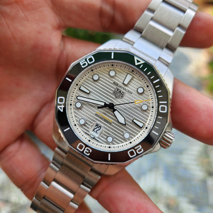 Tag Heuer Aquaracer Professional 300 Calibre 5 Ceramic Bezel in Grey Sunray Brushed Dial 43mm - Complete Set