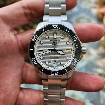 Tag Heuer Aquaracer Professional 300 Calibre 5 Ceramic Bezel in Grey Sunray Brushed Dial 43mm - Complete Set