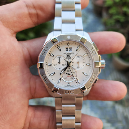 Tag Heuer Aquaracer Chronograph Grande Date White Dial 43mm
