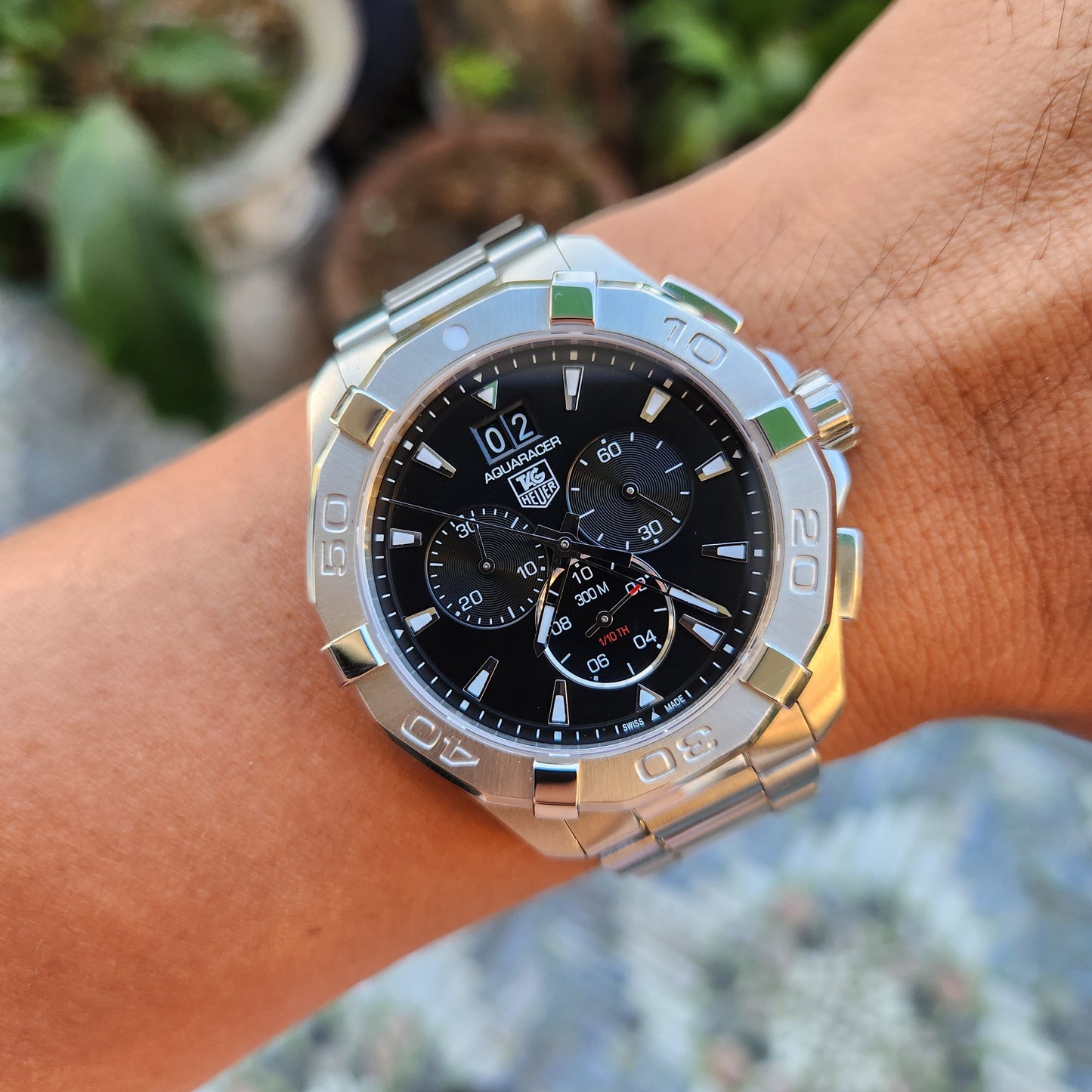 Tag Heuer Aquaracer Chronograph Grande Date Black Dial 43mm - Complete Set