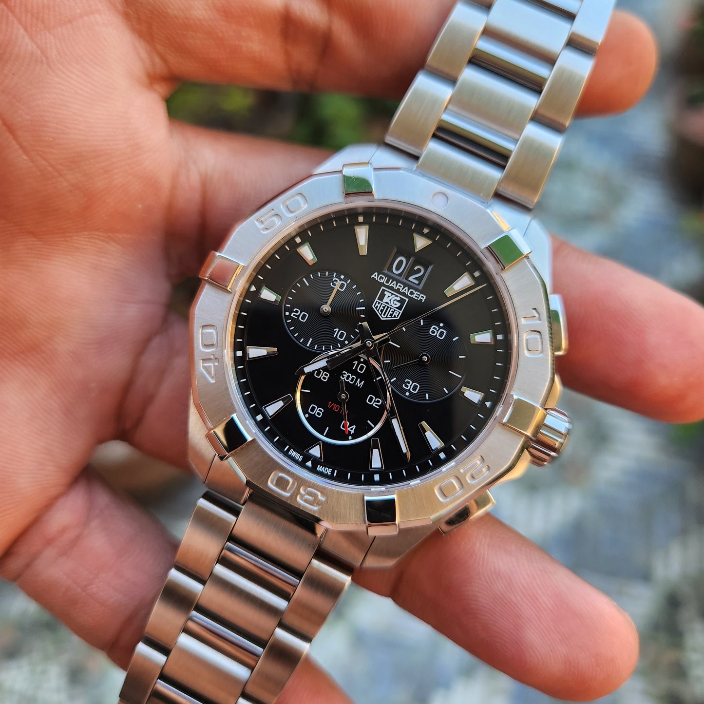 Tag Heuer Aquaracer Chronograph Grande Date Black Dial 43mm - Complete Set