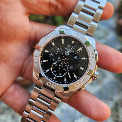 Tag Heuer Aquaracer Chronograph Grande Date Black Dial 43mm - Complete Set