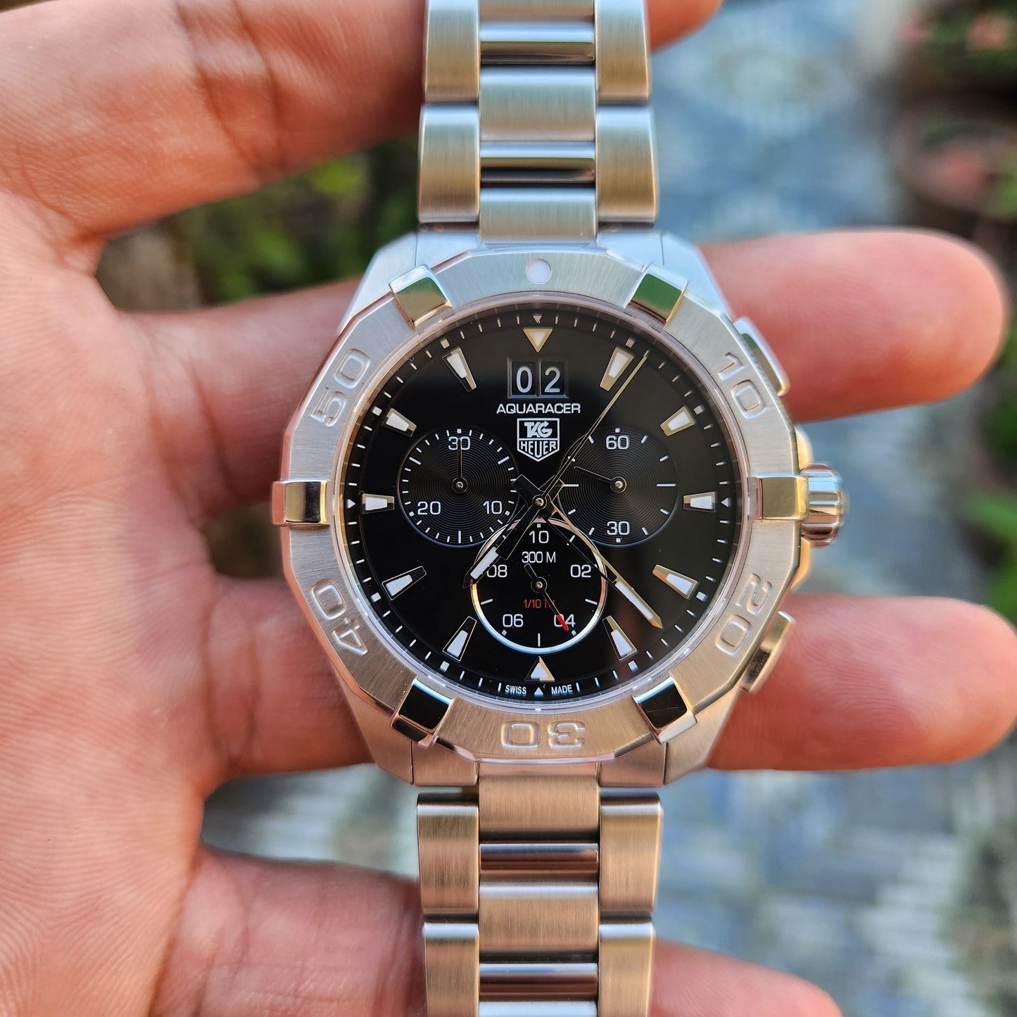 Tag Heuer Aquaracer Chronograph Grande Date Black Dial 43mm - Complete Set