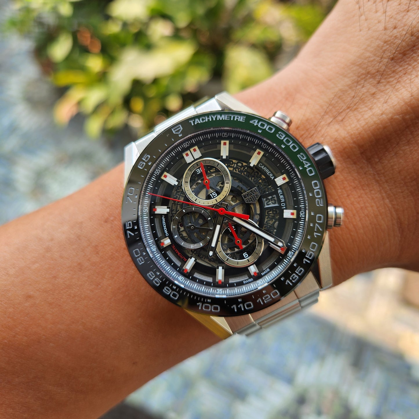 Tag Heuer Carrera Heuer 01 Chronograph Black Ceramic Bezel in Skeleton Dial 43mm - Complete Set