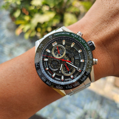 Tag Heuer Carrera Heuer 01 Chronograph Black Ceramic Bezel in Skeleton Dial 43mm - Complete Set