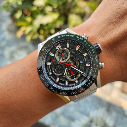 Tag Heuer Carrera Heuer 01 Chronograph Black Ceramic Bezel in Skeleton Dial 43mm - Complete Set