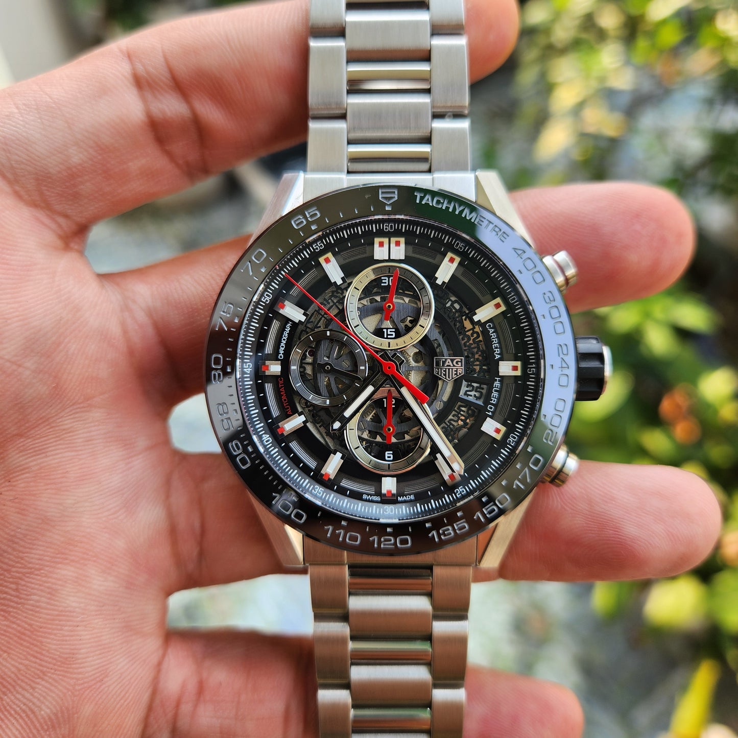 Tag Heuer Carrera Heuer 01 Chronograph Black Ceramic Bezel in Skeleton Dial 43mm - Complete Set
