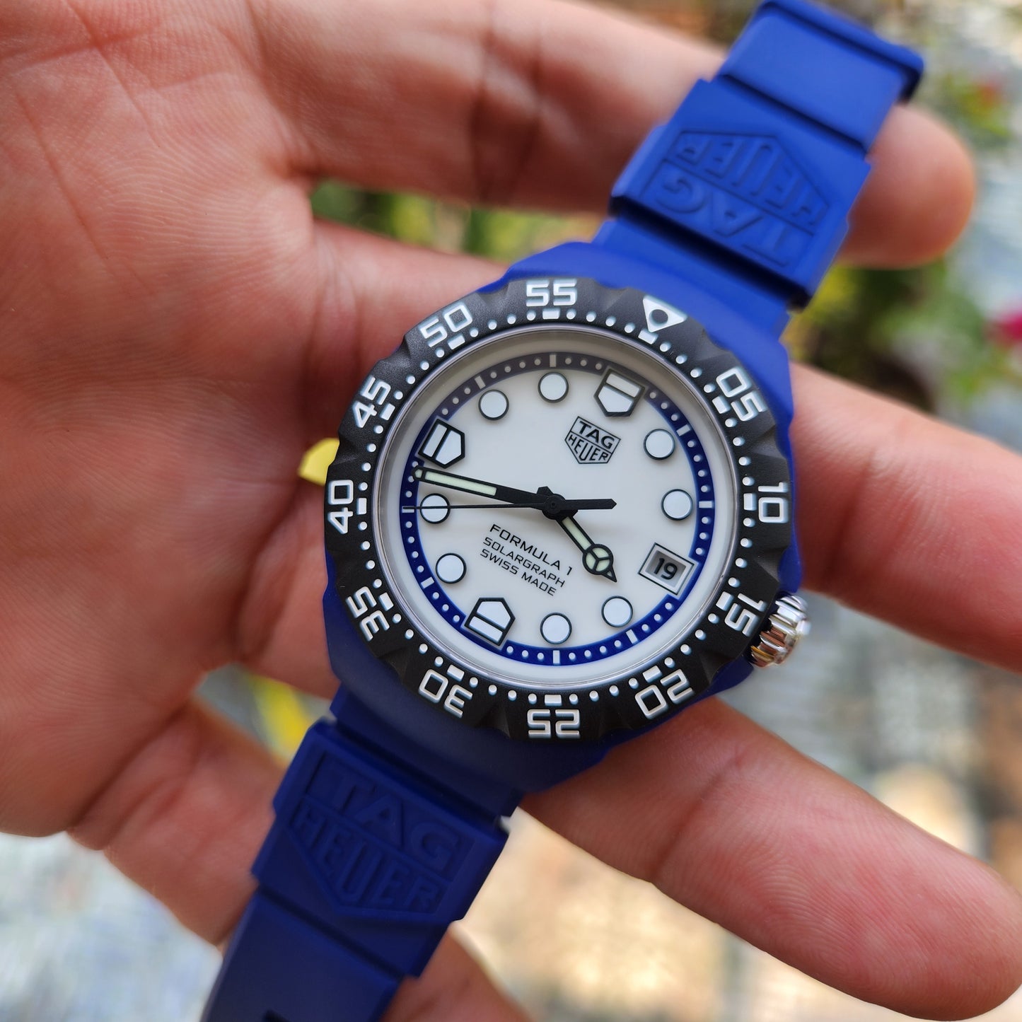 Tag Heuer F1 SolarGraph Limited Edition Blue Polylight Case in White Opalin Dial 38mm - Complete Set (Brand New)