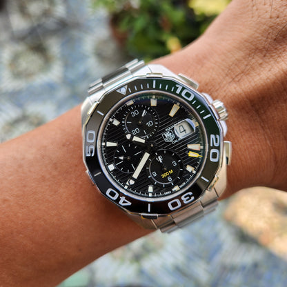 Tag Heuer Aquaracer Chronograph Calibre 16 Ceramic Bezel in Black Dial 43mm - Complete Set