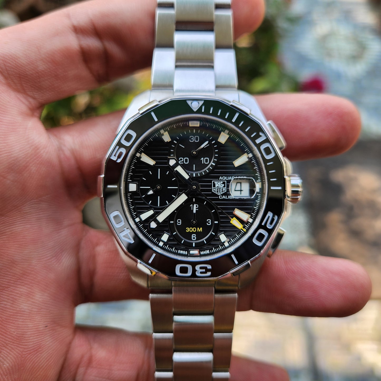 Tag Heuer Aquaracer Chronograph Calibre 16 Ceramic Bezel in Black Dial 43mm - Complete Set