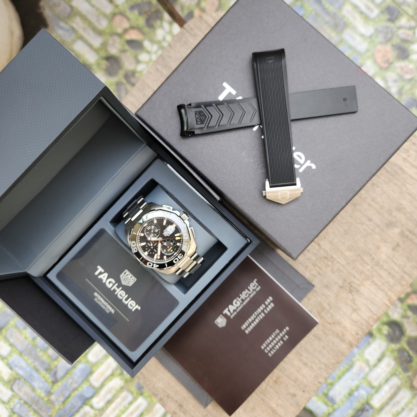 Tag Heuer Aquaracer Chronograph Calibre 16 Ceramic Bezel in Black Dial 43mm - Complete Set