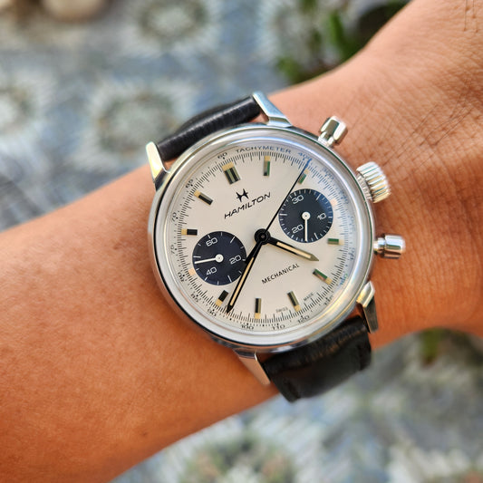 Hamilton American Classic Intra-Matic Chronograph H in Off-White Dial 40mm - Complete Set