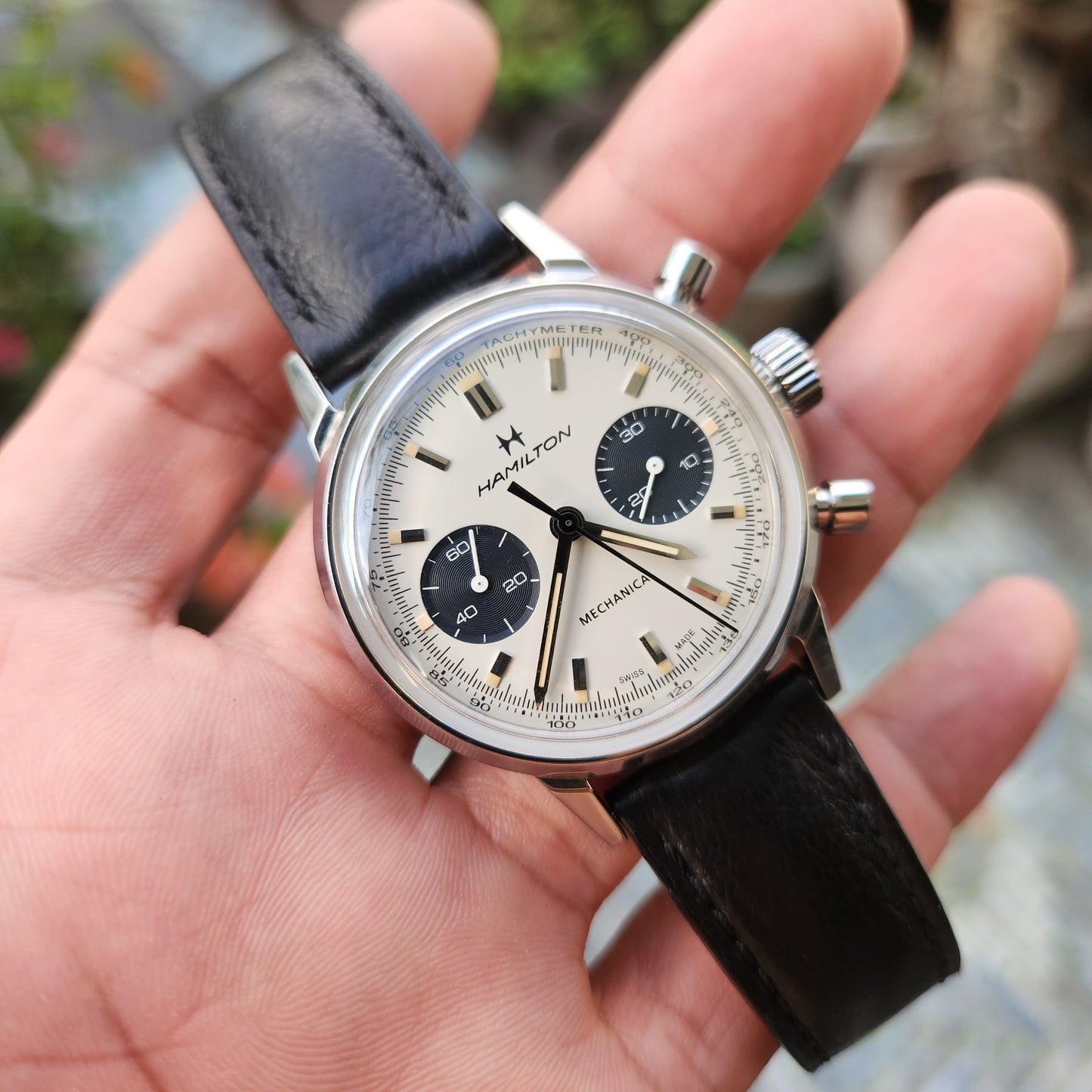 Hamilton American Classic Intra-Matic Chronograph H in Off-White Dial 40mm - Complete Set