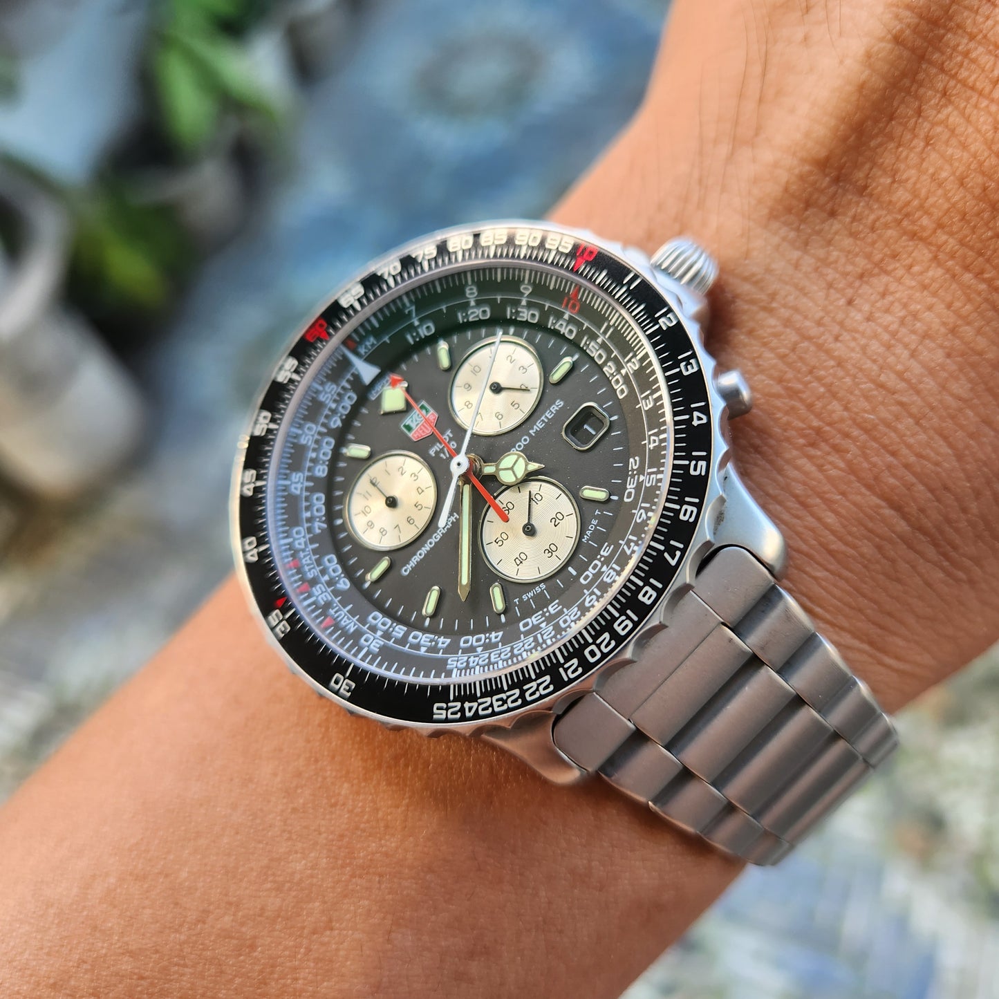Tag Heuer Pilot Chronograph 2000 Vintage in Black Dial 42mm - Complete Set