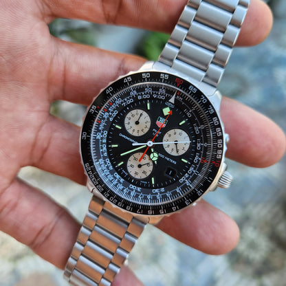 Tag Heuer Pilot Chronograph 2000 Vintage in Black Dial 42mm - Complete Set