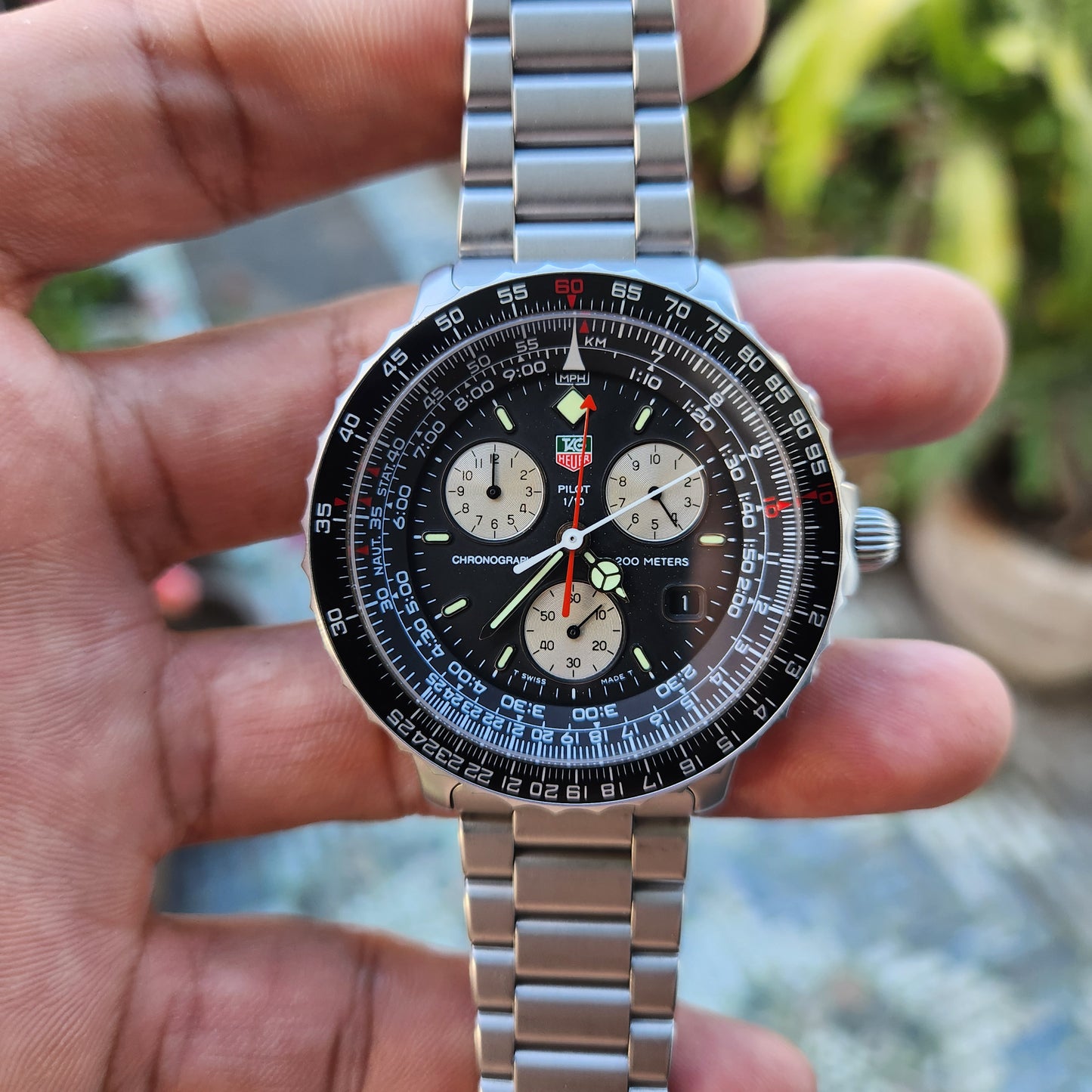 Tag Heuer Pilot Chronograph 2000 Vintage in Black Dial 42mm - Complete Set