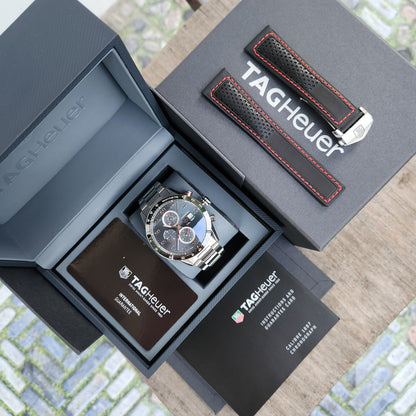 Tag Heuer Carerra Calibre 1887 Chronograph Ceramic Bezel in Anthracite Grey Dial 43mm - Complete Set