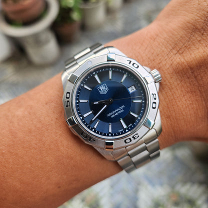 Tag Heuer Aquaracer Steel Bezel in Sunray Blue Dial 39mm