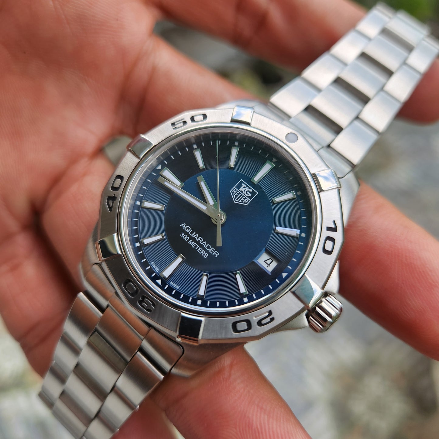 Tag Heuer Aquaracer Steel Bezel in Sunray Blue Dial 39mm