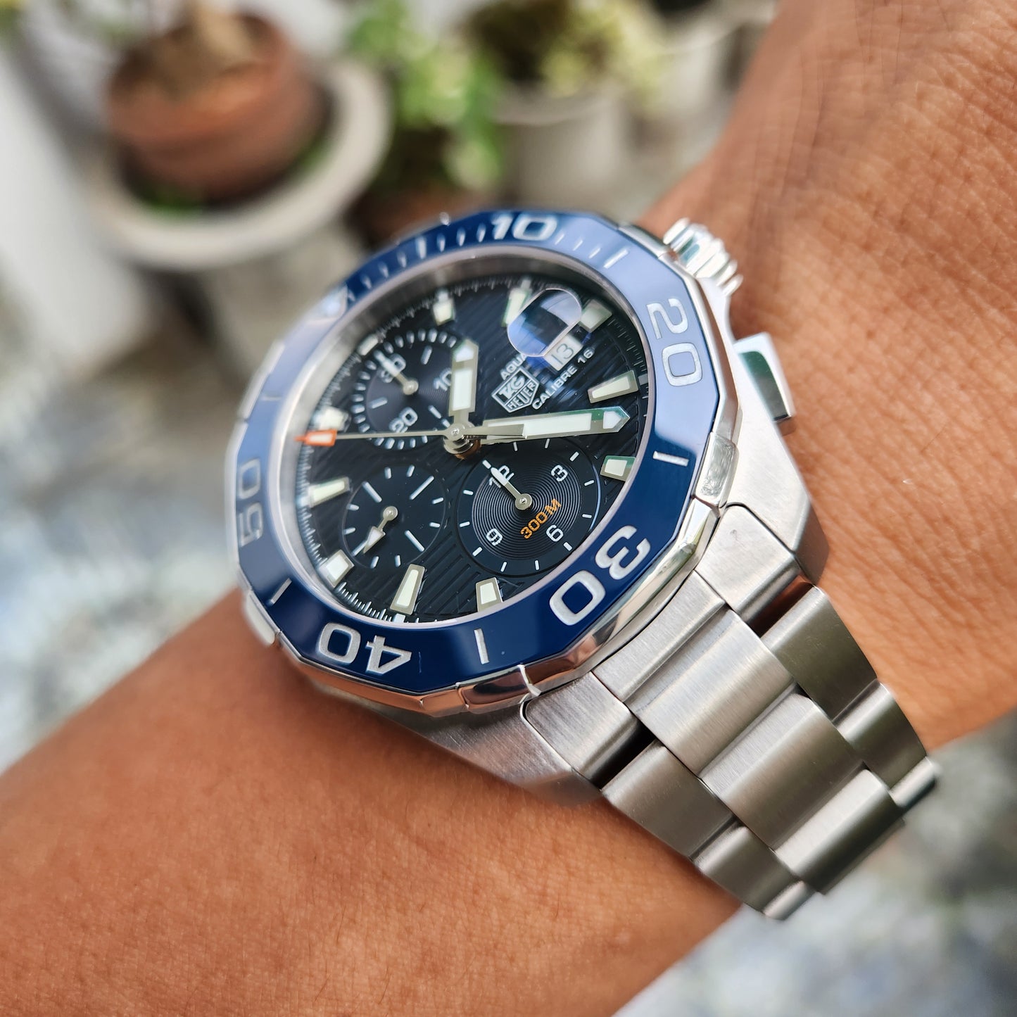 Tag Heuer Aquaracer Chronograph Calibre 16 Ceramic Bezel in Blue Dial 43mm - Complete Set
