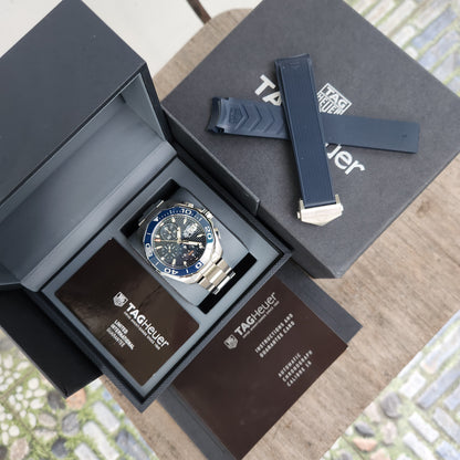Tag Heuer Aquaracer Chronograph Calibre 16 Ceramic Bezel in Blue Dial 43mm - Complete Set