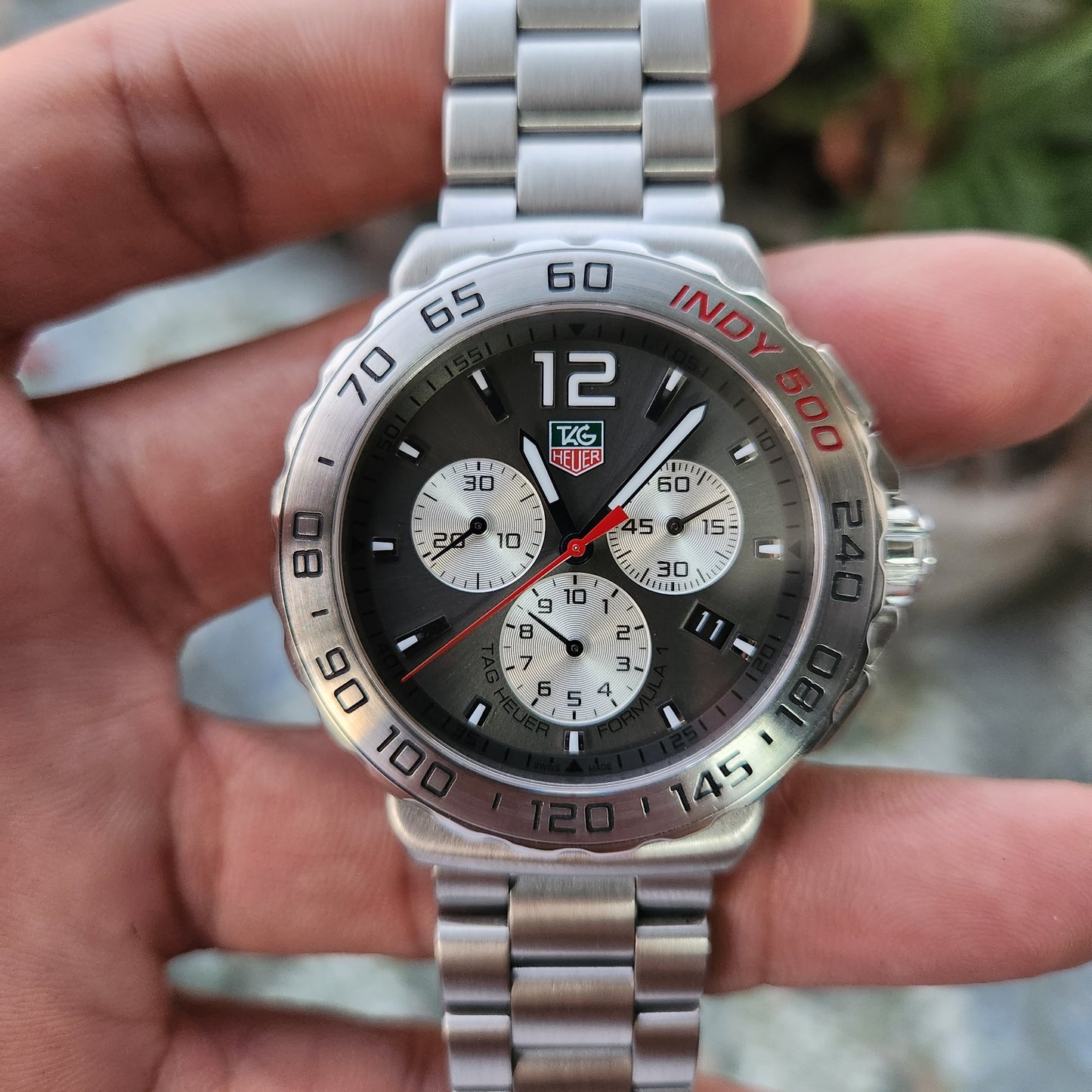 Tag Heuer F1 Chronograph INDY 500 Anthracite Sunray Grey Dial 42mm
