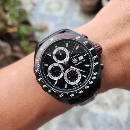 Tag Heuer F1 Chronograph Calibre 16 Black PVD in Black Dial 44mm - Complete Set