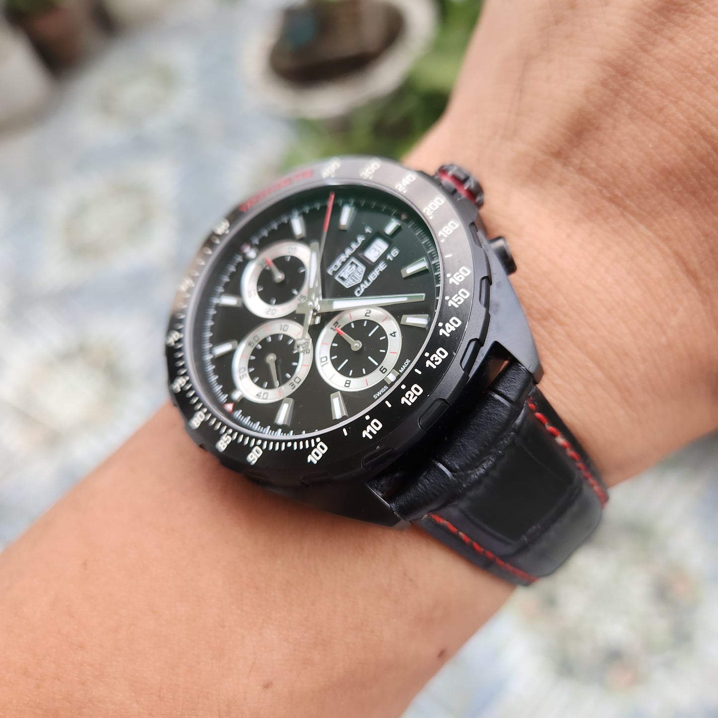 Tag Heuer F1 Chronograph Calibre 16 Black PVD in Black Dial 44mm - Complete Set