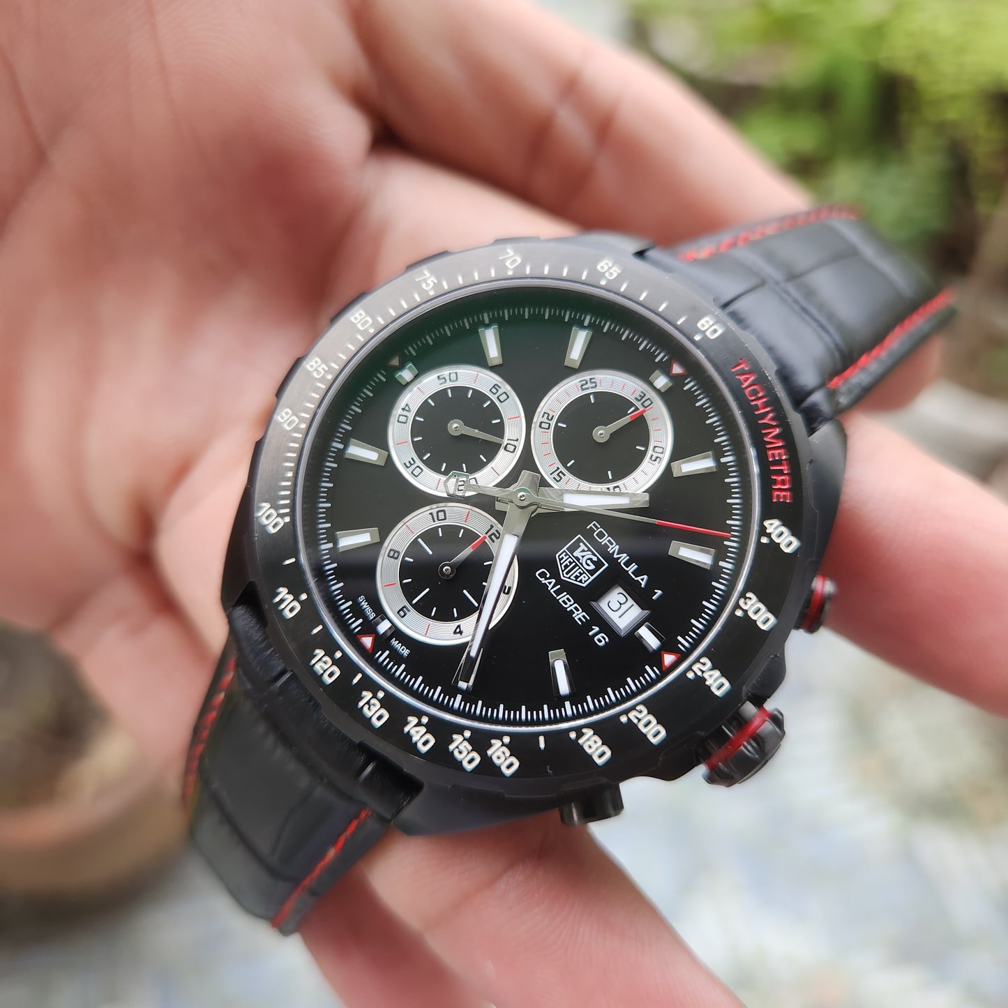 Tag Heuer F1 Chronograph Calibre 16 Black PVD in Black Dial 44mm - Complete Set