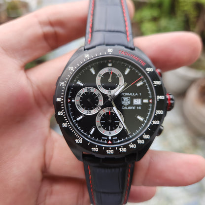 Tag Heuer F1 Chronograph Calibre 16 Black PVD in Black Dial 44mm - Complete Set
