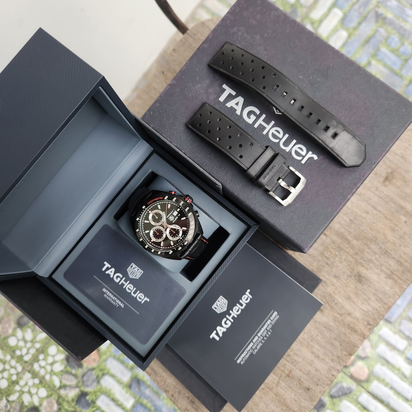Tag Heuer F1 Chronograph Calibre 16 Black PVD in Black Dial 44mm - Complete Set