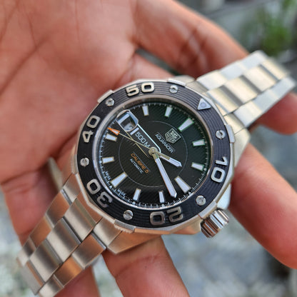 Tag Heuer Aquaracer Calibre 5 Black Engraved Stripes Dial 500M 43mm - Complete Set