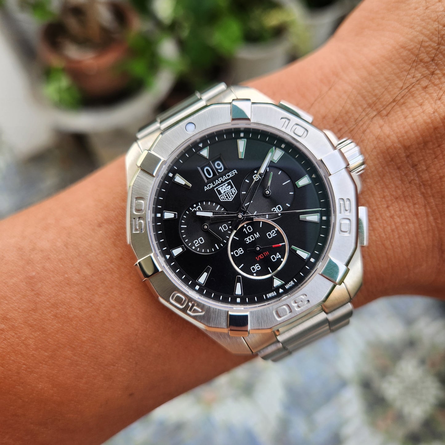 Tag Heuer Aquaracer Chronograph Grande Date Black Dial 43mm - Complete Set
