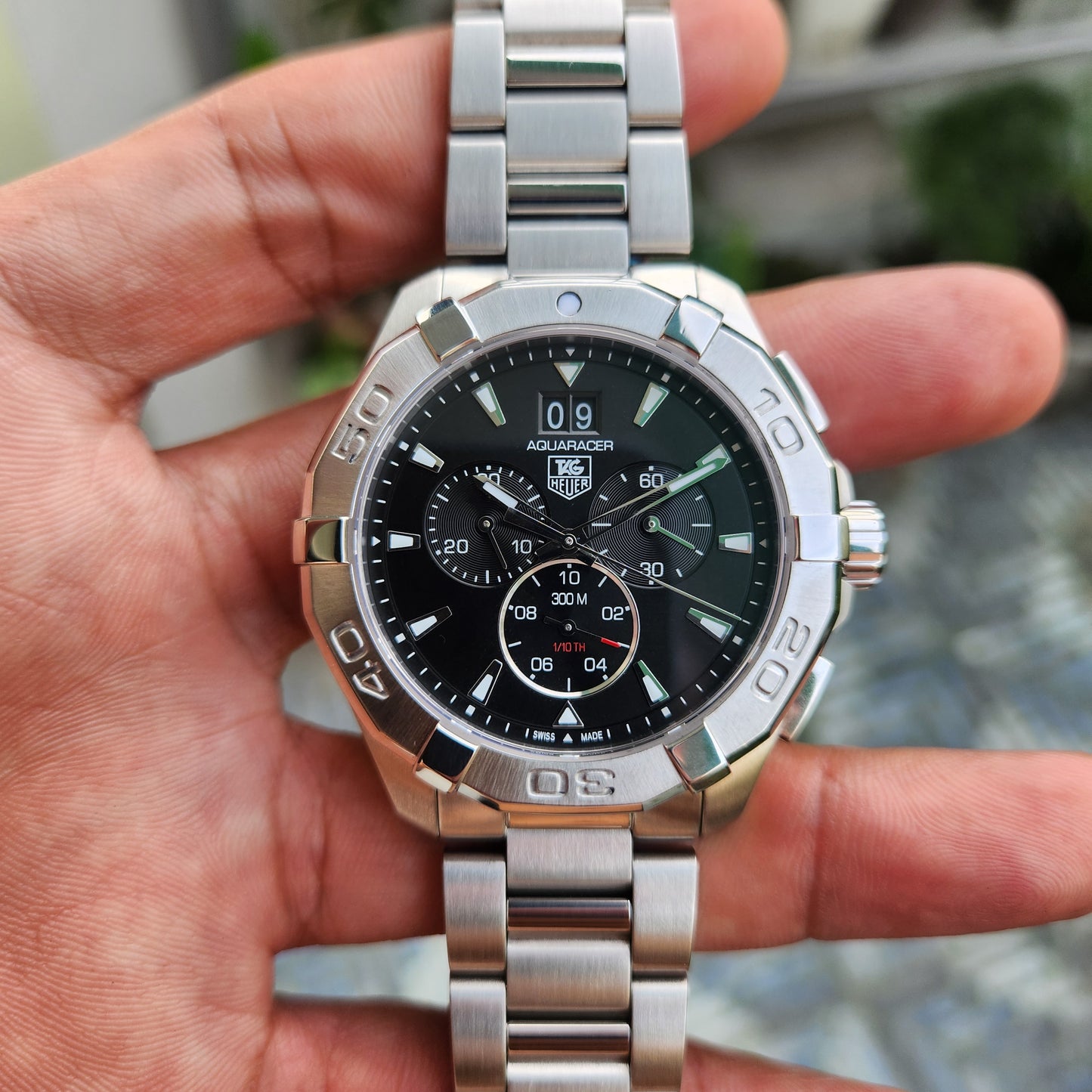 Tag Heuer Aquaracer Chronograph Grande Date Black Dial 43mm - Complete Set