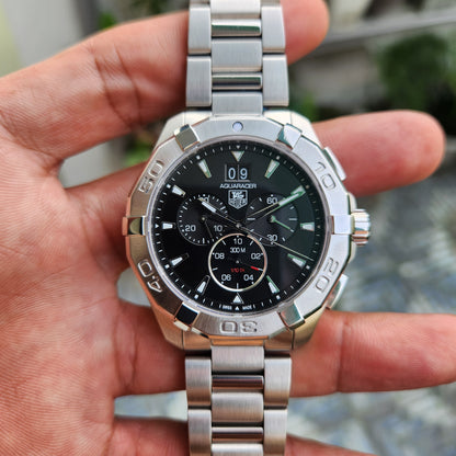 Tag Heuer Aquaracer Chronograph Grande Date Black Dial 43mm - Complete Set