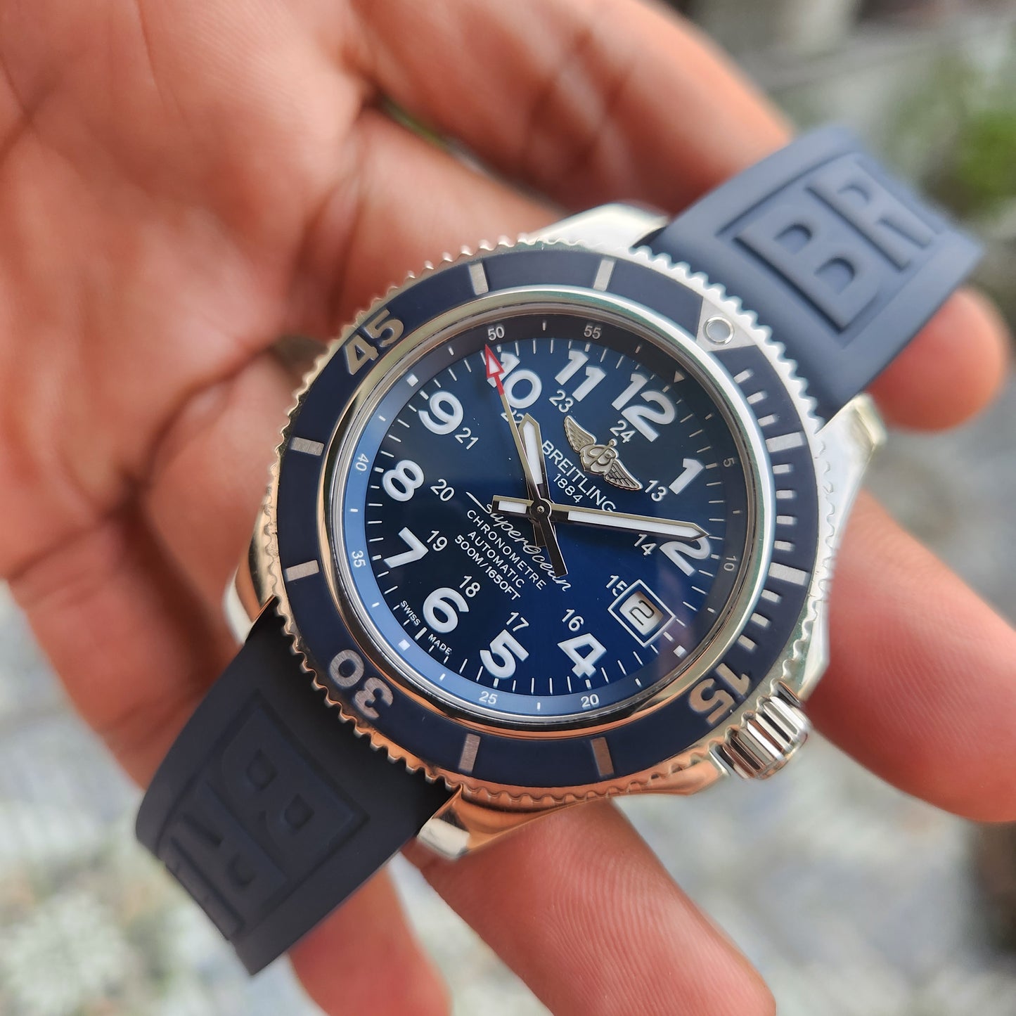 Breitling SuperOcean II 42 500M Chronometer in Blue Mariner Dial 42mm