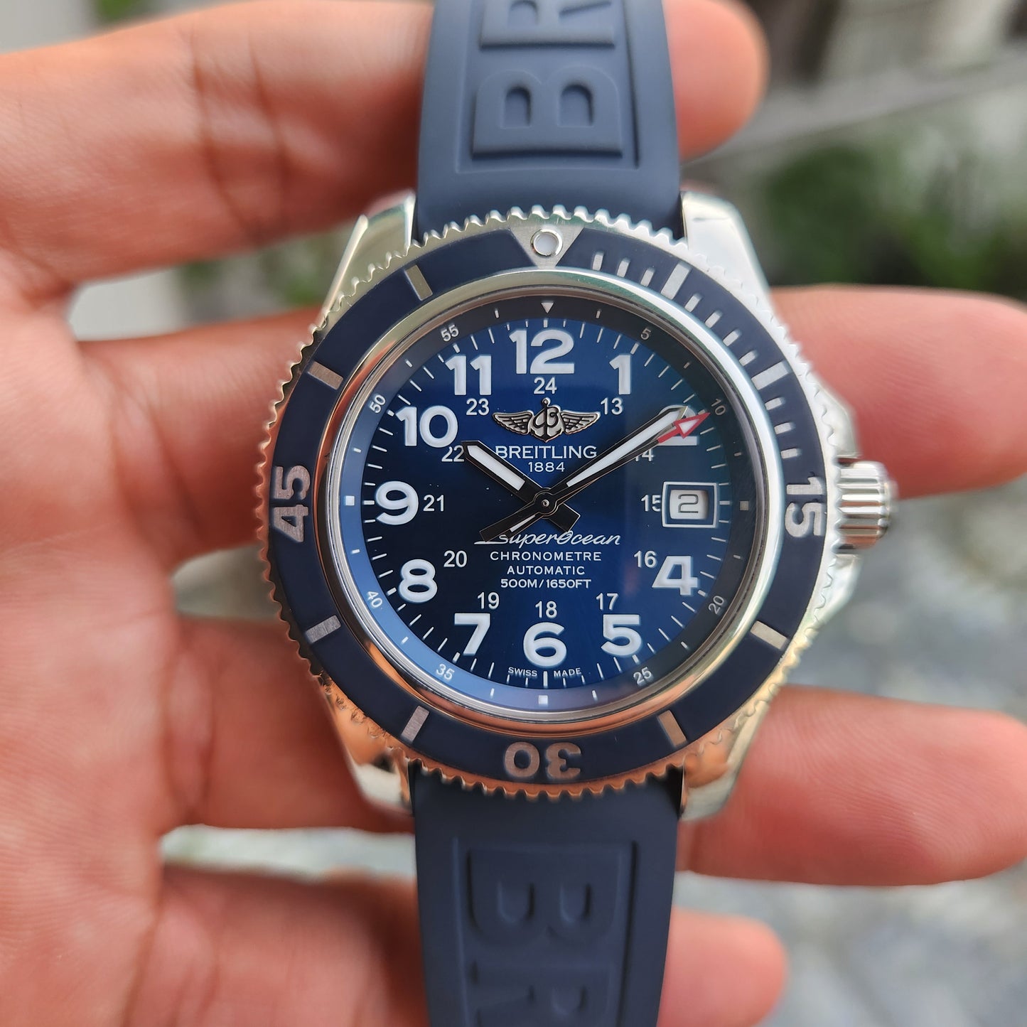 Breitling SuperOcean II 42 500M Chronometer in Blue Mariner Dial 42mm