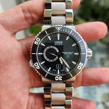 Oris Titan Small Second Date with Ceramic Bezel in Black Dial 46mm